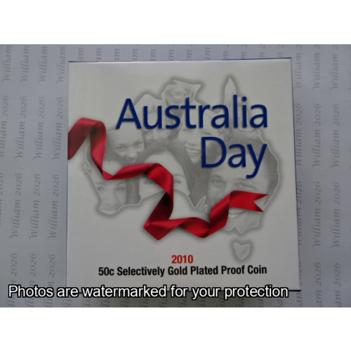 2010 50c Silver proof coin - selectively gold plated