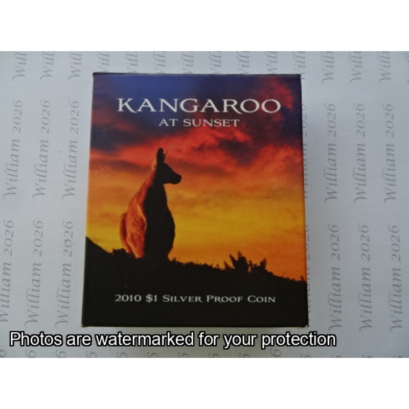 2010 Kangaroo at Sunset $1 Silver proof coin
