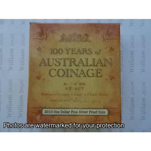 2010 $1 proof coin - 100years of Coinage Silver