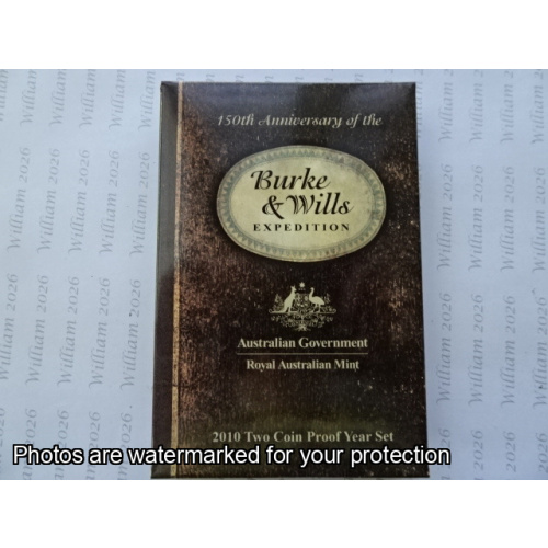 2010 2 coin Proof Set - $1 and 20c - Burke and Wills