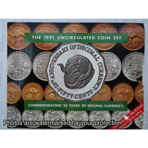 1991 Uncirculated 8 coin set 25 years decimal currency