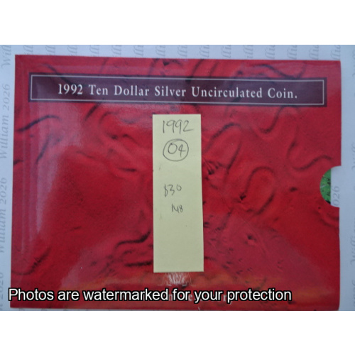 1992 $10 Silver coin Northern Territory