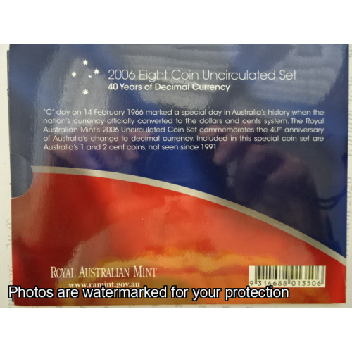 2006 Coin set 40 Yrs of Decimalisation - 8 Coins