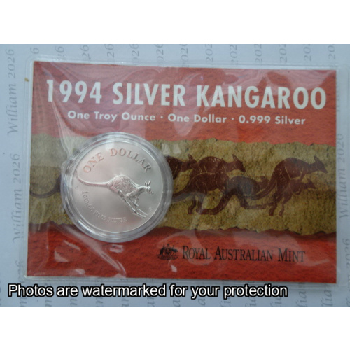1994 Silver Kangaroo 1 ounce $1 coin
