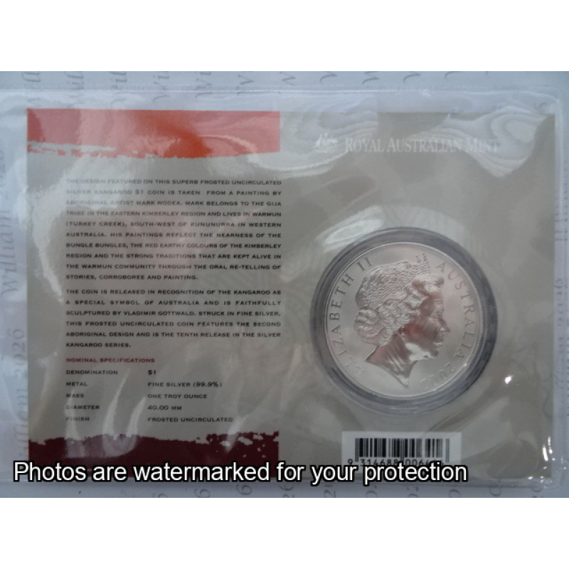 2002 Silver Kangaroo 1 ounce $1 Coin