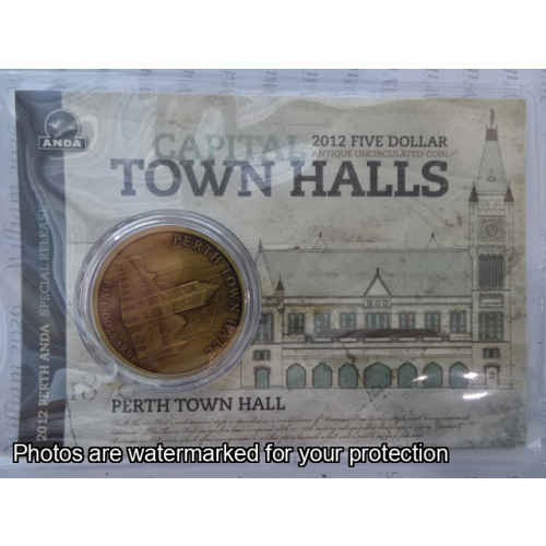 2012 $5 Town Halls - Perth WA Coin
