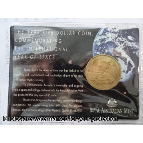 1992 $5 Coin International Year of Space