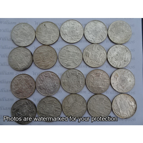1966 50c 80% Silver Group of 20 coins