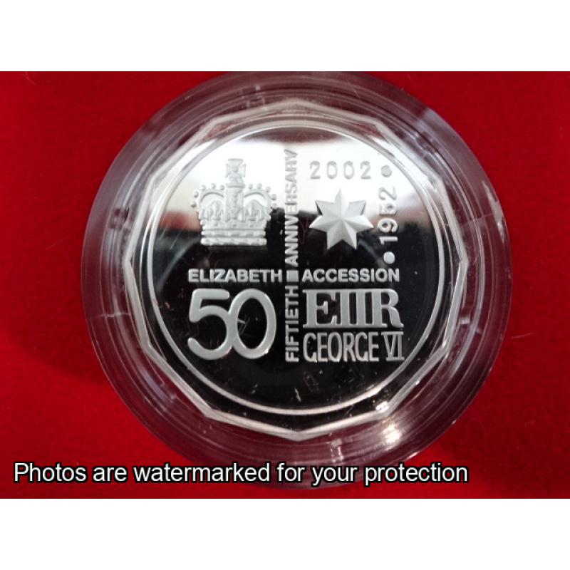 2002 50c Fine Silver Proof Golden Jubilee QE II