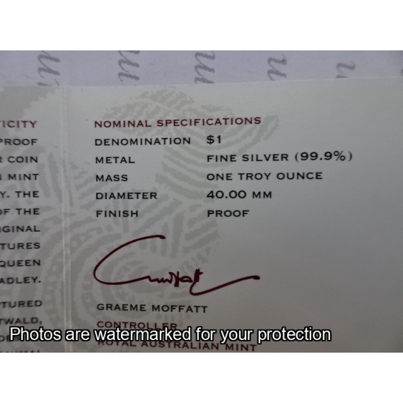 2002 Silver Kangaroo 1 ounce $1 Coin Fine Proof Coin