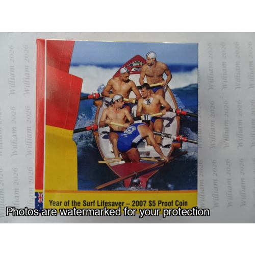 2007 $5 Fine Silver proof Coin Year of Surf Lifesaver