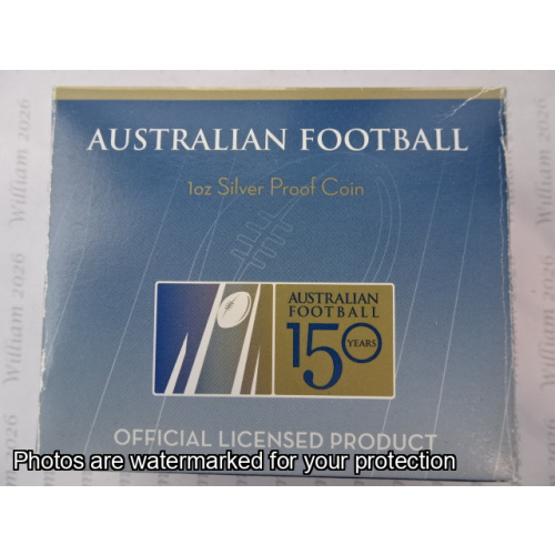2008 $1 Fine Silver Proof Coin Australian Football 150 years
