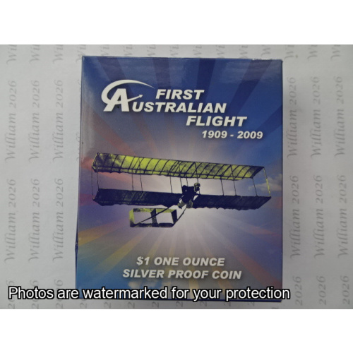 2009 $1 Fine Silver Proof Coin First Australian Flight Centenary 1909-2009