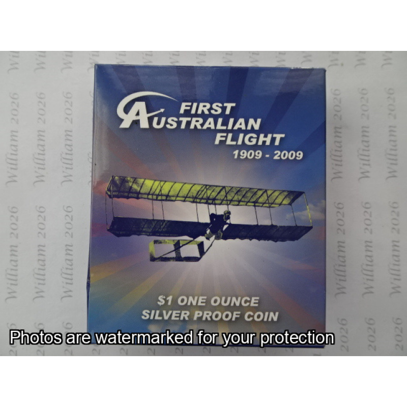 2009 $1 Fine Silver Proof Coin First Australian Flight Centenary 1909-2009