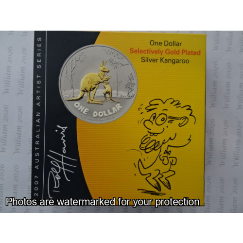 2007 $1 Australian Artists Rolf Harris - Selectively Gold Plated