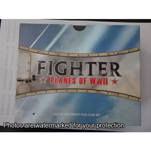 2008 5 x $1 Fine Silver Fighter Plane of WWII