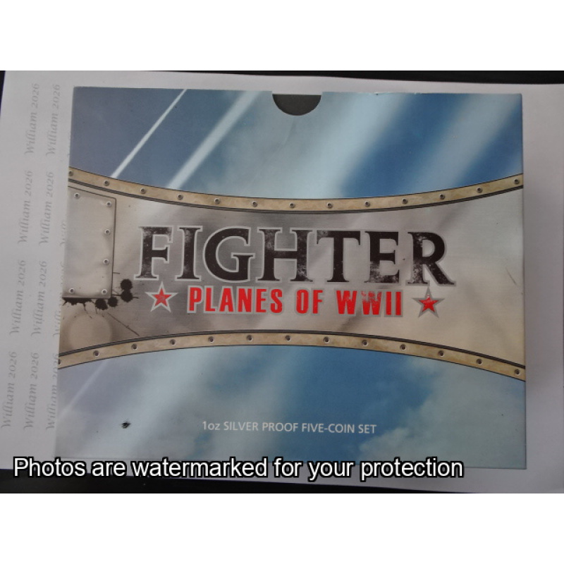 2008 5 x $1 Fine Silver Fighter Plane of WWII