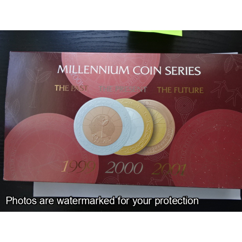 1999-2001 Millennium Series - 3 x $10 proof coins