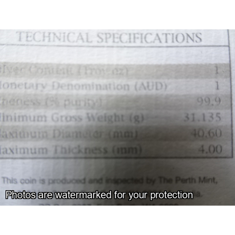 SOLD ***   2004 $1 Fine Silver The Australian Kookaburra