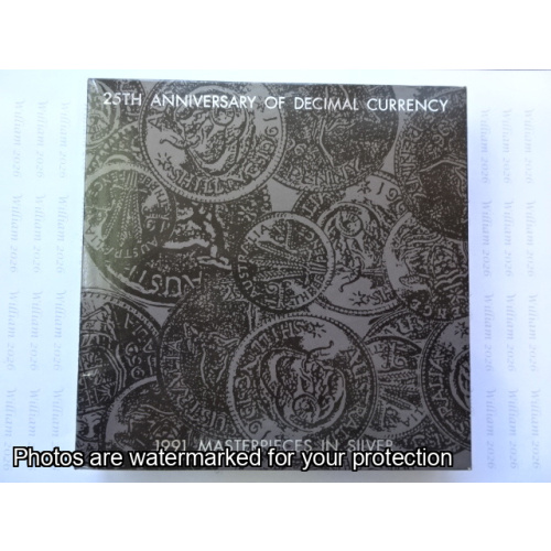 1991 8 coin set Masterpieces in Silver Decimal Currency Silver Anniv
