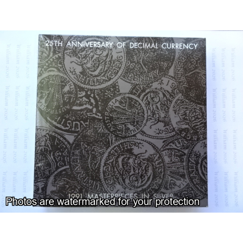1991 8 coin set Masterpieces in Silver Decimal Currency Silver Anniv