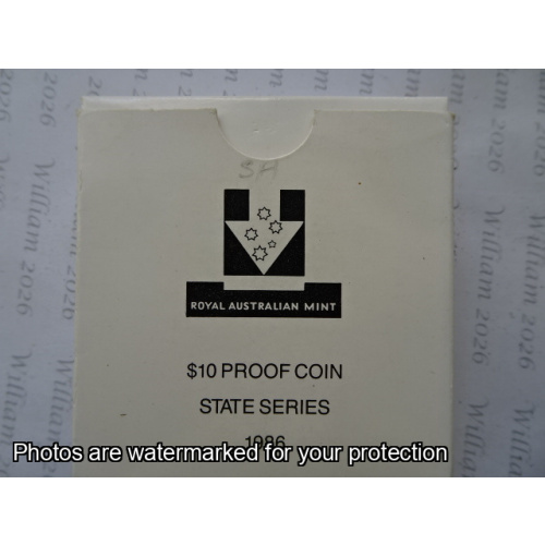 1986 $10 Proof Coin South Australia 1836 - 1986